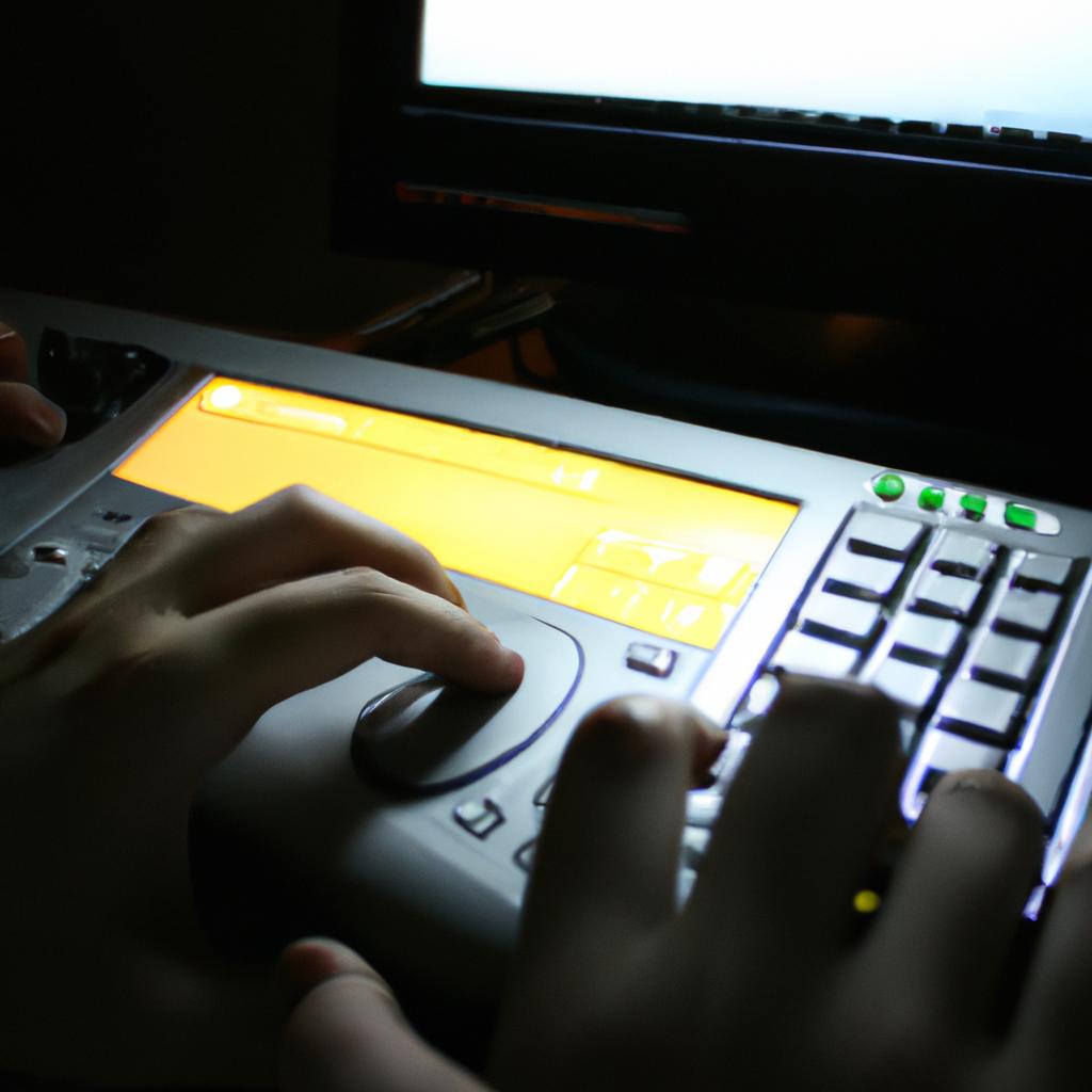 Person using computer emulator software