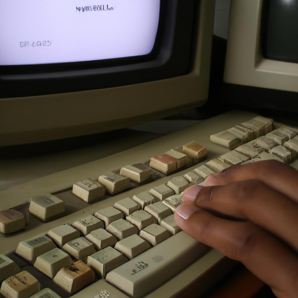 Person using vintage computer software